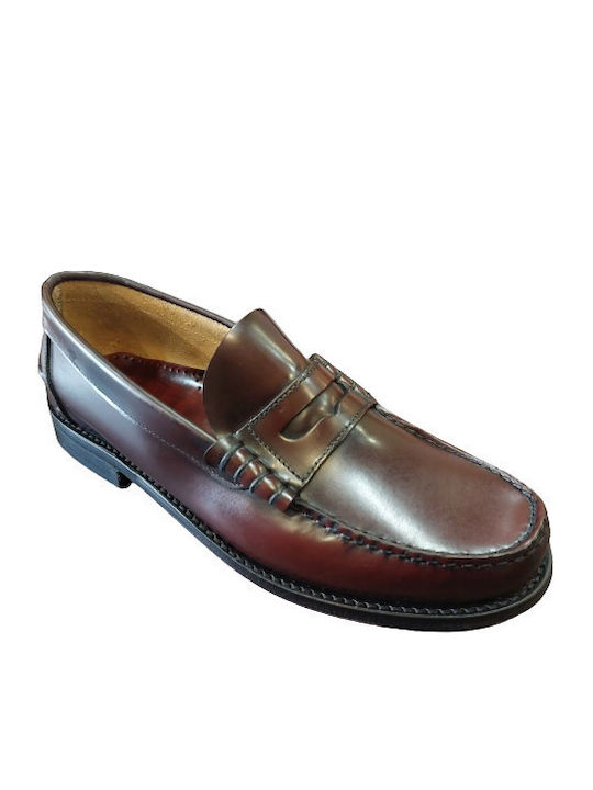Leder Herren Mokassins in Burgundisch Farbe