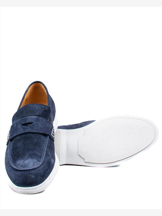 47407 Men's Leather Loafers Blue