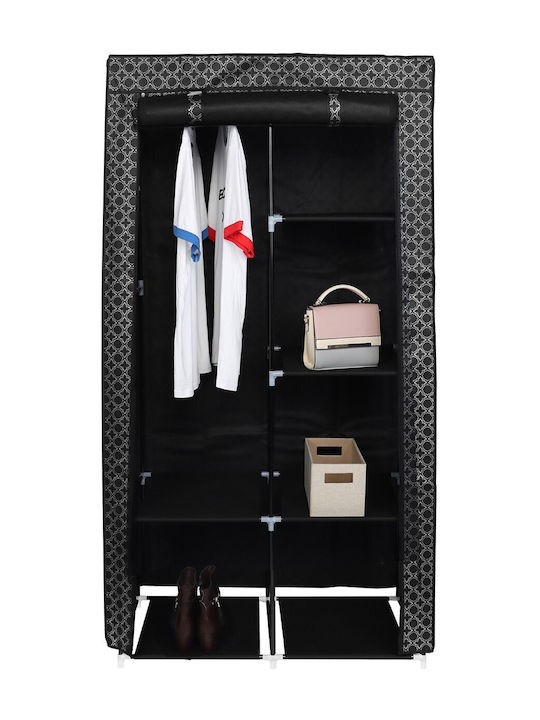 Saska Garden Текстилни гардероби с Цип и Рафтове в Черен Цвят 88x46x170см