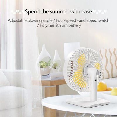 N11 Adjustable Usb Charging Mute Desktop Electric Fan 3 Speed Control White