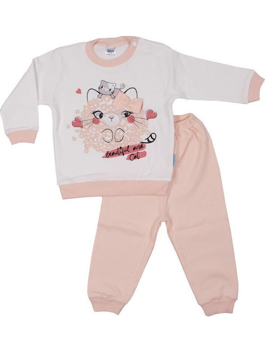 Papillon Kids Παιδική Πιτζάμα Χειμωνιάτικη Σομόν