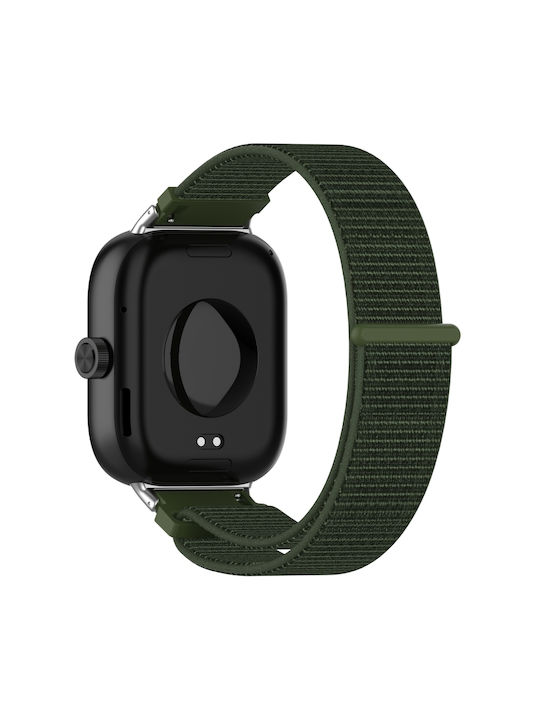 Xiaomi Mi Band 8 Pro Redmi Watch 4 Nylon Loop Metal Connector Watch Band Army Green