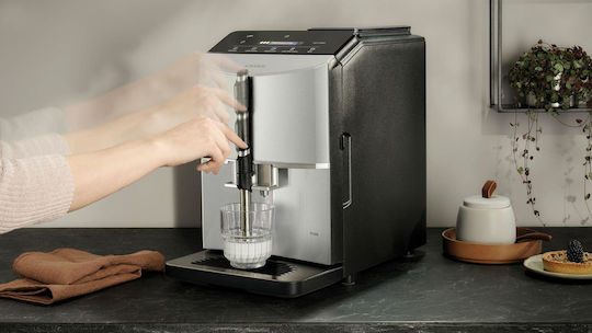 Αυτόματη Μηχανή Espresso 1300W Πίεσης 15bar για Cappuccino με Μύλο Άλεσης Ασημί TF303E01