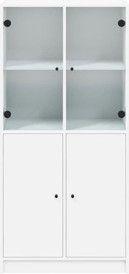 Living Room Display Cabinet made of Particle Board with Windowed White 68x37x142cm