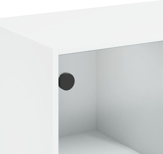 Living Room Display Cabinet made of Particle Board with Windowed White 68x37x142cm
