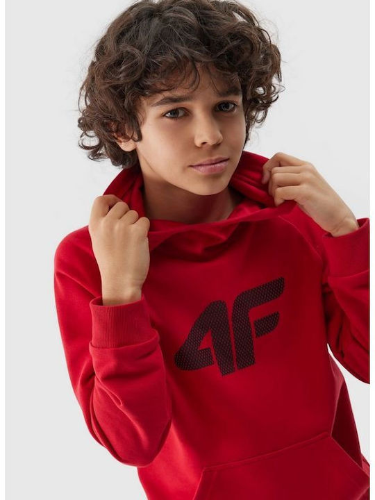 4F Kids Sweatshirt with Hood and Pocket Red