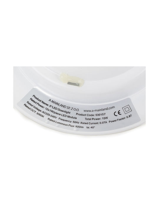 Rotund Plastic Spot Încorporat cu LED Integrat și Lumină Alb Natural Alb 1buc