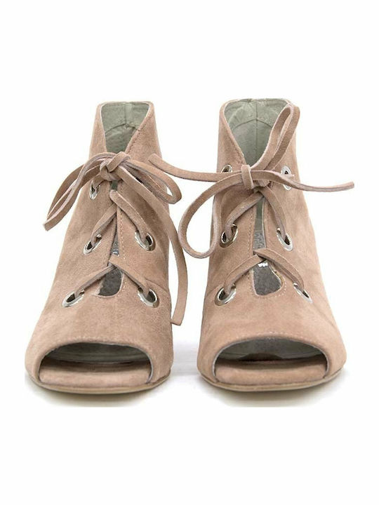 Suede Women's Ankle Boots Pink