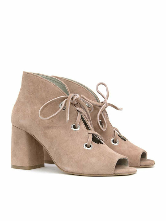 Suede Women's Ankle Boots Pink