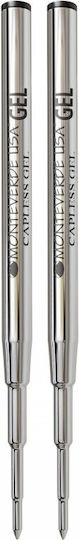 Monteverde Capless Gel Refill To Fit Montblanc Ballpoint Pens Medium 2 Pieces M432
