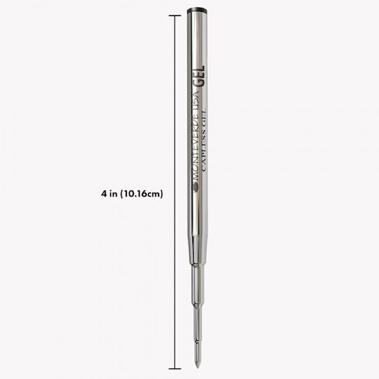 Monteverde Capless Gel Refill To Fit Montblanc Ballpoint Pens Medium 2 Pieces M432