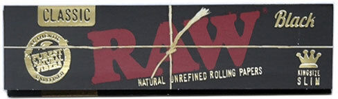 Raw King Size Slim Unraffinierte Schwarze Klassische Natürliche Drehpapiere 50 Blätter