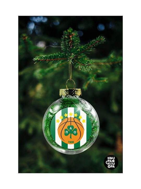 Ornament brad de Crăciun PaO Bc transparent cu umplutură verde de 8cm