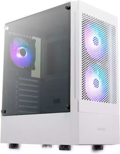 Gamdias Talos E3 Mesh Gaming Midi Tower Computer Case with Window Panel and RGB Lighting White