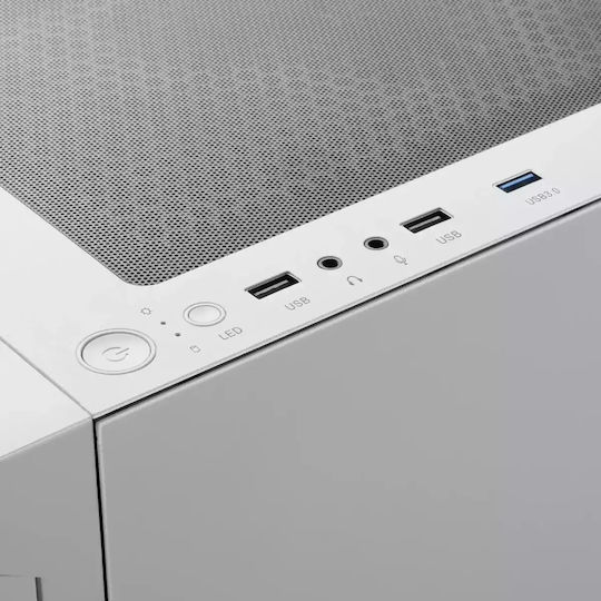 Gamdias Talos E3 Mesh Gaming Midi Tower Computer Case with Window Panel and RGB Lighting White