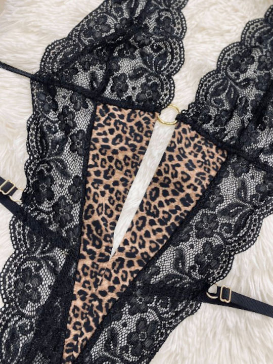 Frauen Bodysuit mit Spitze Schwarz