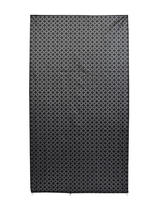Saska Garden Fabric Wardrobe with Zipper and Shelves in Black Color 170x90x170cm