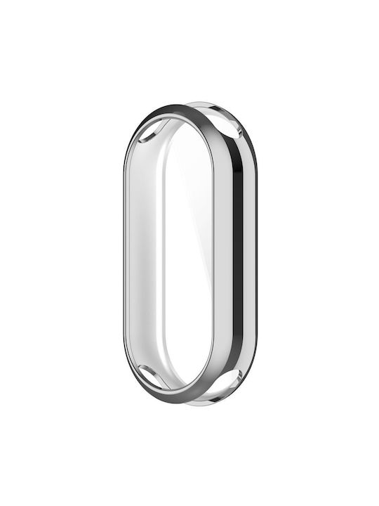 Калъф за Xiaomi Mi Band 8 с пълно покритие от TPU с електроплакиране защитен кейс за часовник - сребърен
