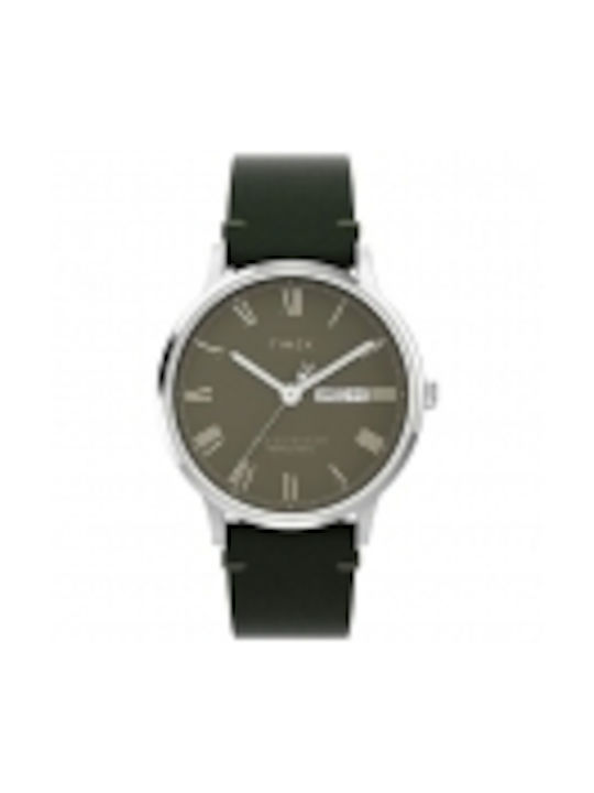 Timex Waterbury Watch Battery with Green Leather Strap