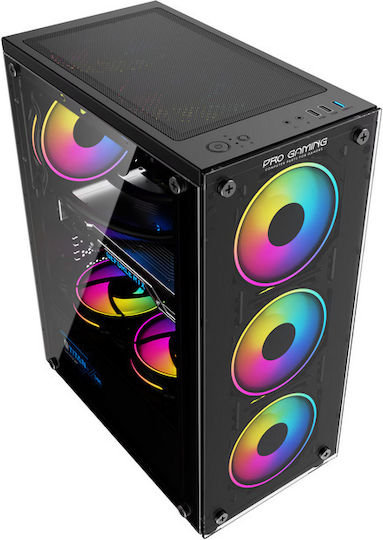 ProGaming Element Gaming Middle Tower Carcasă Calculator cu Iluminare ARGB Negru