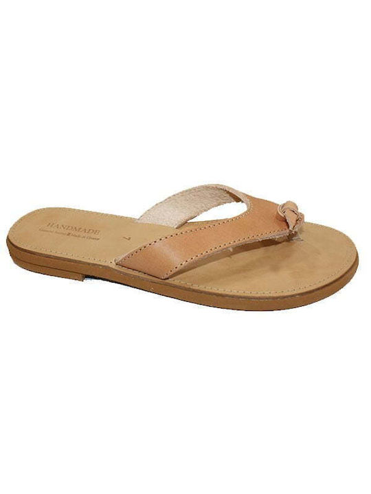 Women's leather sandal in natural leather color