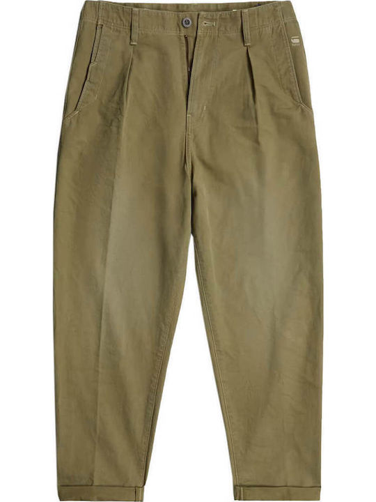 Pleated Панталон Чино с Relaxed Кройка Smoke Olive