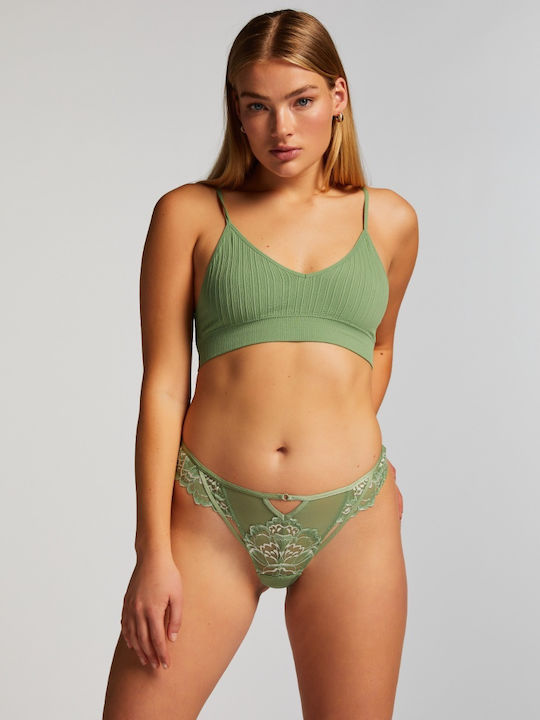 Hunkemöller Women's String with Lace Shale Green