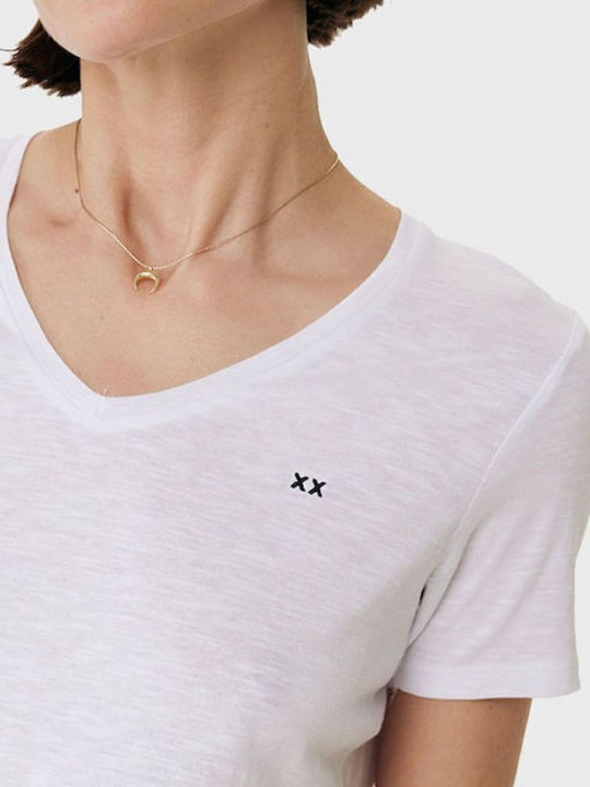 Mexx Feminin Sport Tricou cu Decolteu în V White