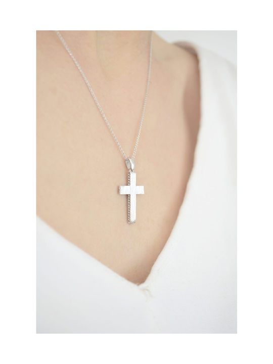 Kritsimis Damen Weißgold Kreuz 14K mit Kette