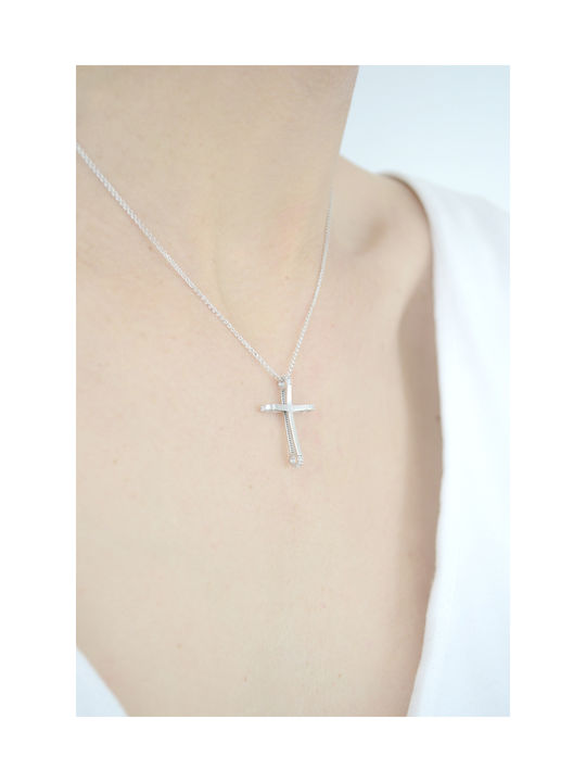 Kritsimis Damen Weißgold Kreuz 14K mit Kette