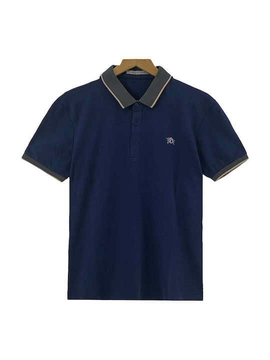 Ustyle Men's Short Sleeve Blouse Polo BLUE