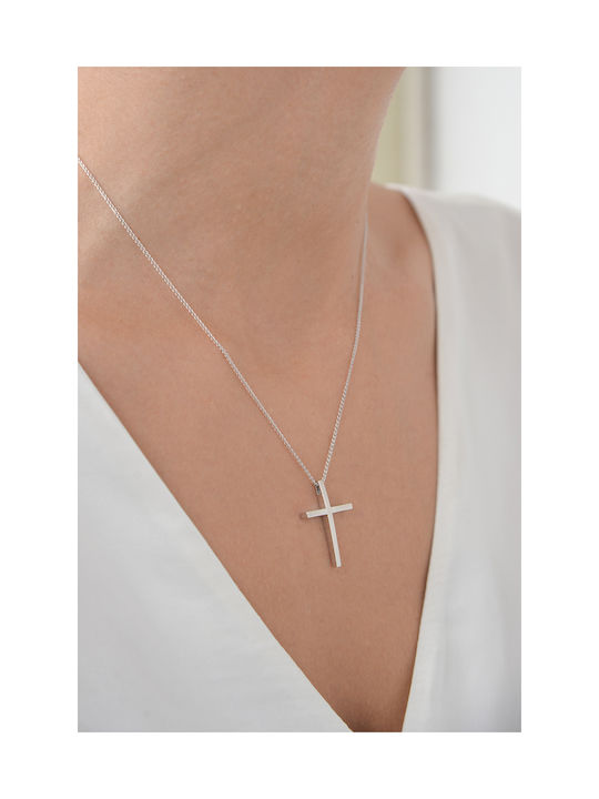 Kritsimis Women's White Gold Cross 14K with Chain