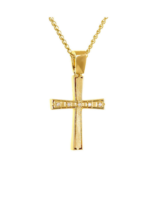 Kritsimis Damen Gold Kreuz 14K mit Kette