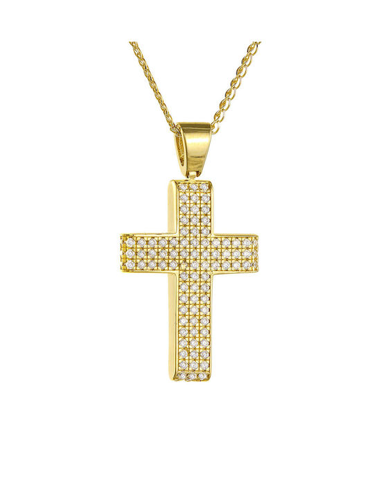 Kritsimis Women's Gold Cross 14K Double Sided with Chain