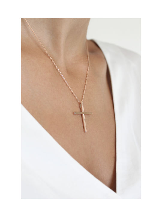 Kritsimis Damen Rosé Vergoldet Kreuz mit Kette