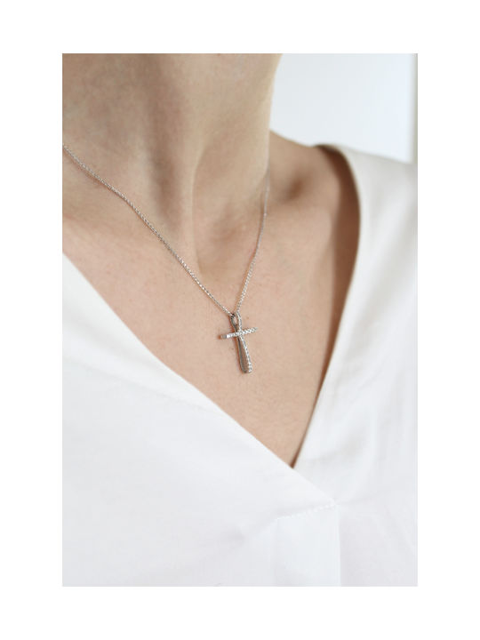 Kritsimis Damen Weißgold Kreuz 14K mit Kette