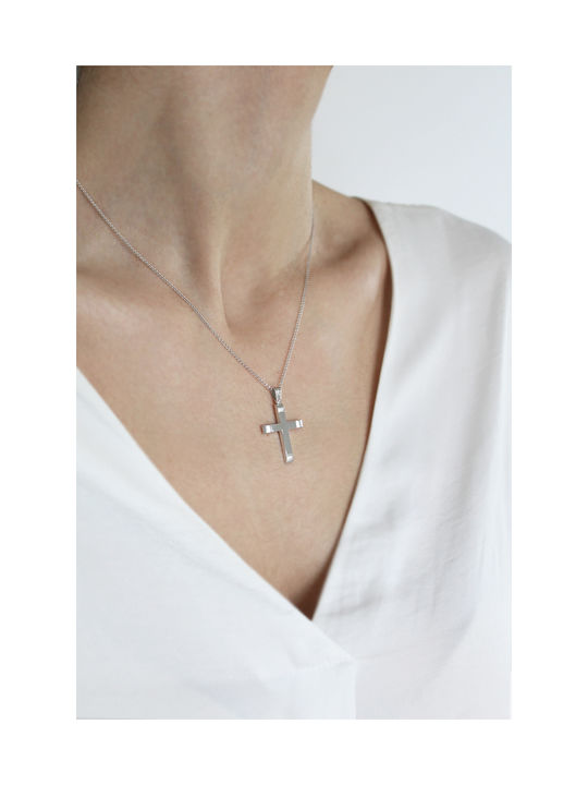 Kritsimis Women's White Gold Cross 14K with Chain