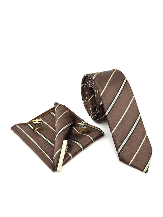 Legend Accessories Set Cravate Bărbați Mătase Tipărită În Culoare Maro