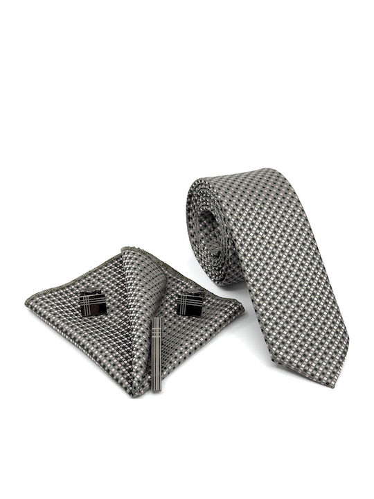 Legend Accessories Herren Krawatten Set Gedruckt in Gray Farbe