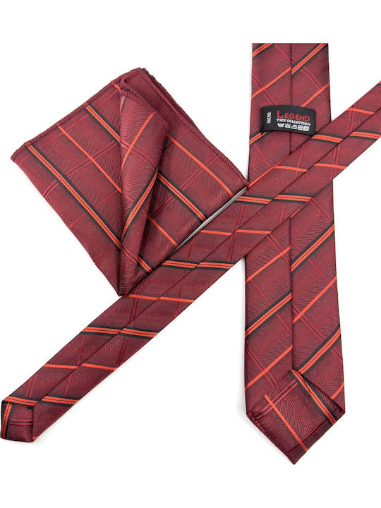 Legend Accessories Σετ Ανδρικής Γραβάτας Μεταξωτή με Σχέδια σε Κόκκινο Χρώμα