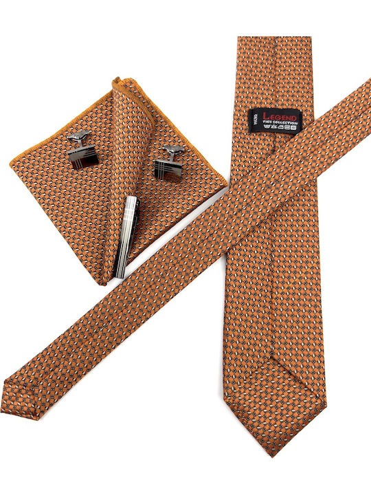 Legend Accessories Men's Tie Set Printed in Orange Color