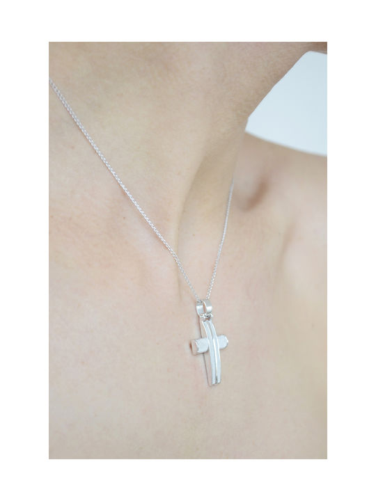 Kritsimis Damen Weißgold Kreuz 14K mit Kette