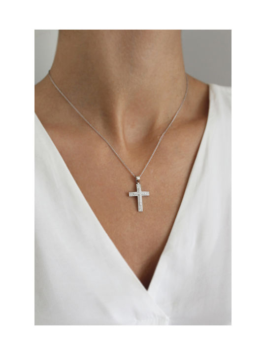 Kritsimis Damen Weißgold Kreuz 14K mit Kette