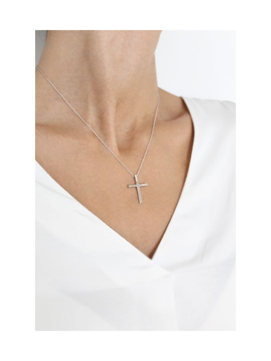 Kritsimis Women's White Gold Cross 14K with Chain