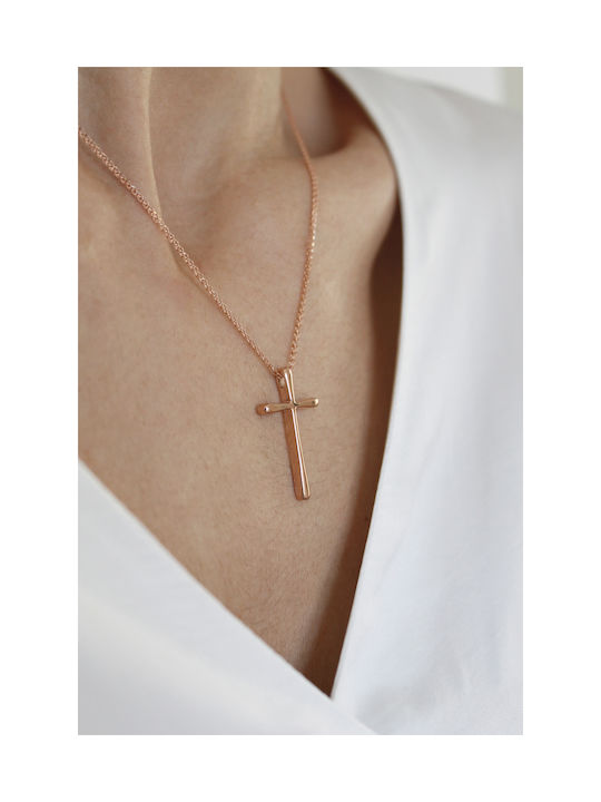 Kritsimis Damen Rosé Vergoldet Kreuz mit Kette