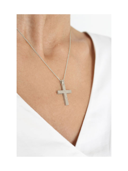 Kritsimis Damen Weißgold Kreuz 14K mit Kette