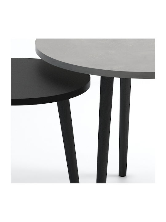 Round Coffee Table Roma Wooden Gray 2pcs L60xW60xH46cm.