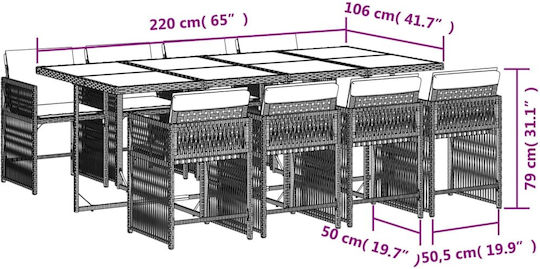Garten- und Outdoor-Möbelsets 9 Stück Schwarz mit Kissen
