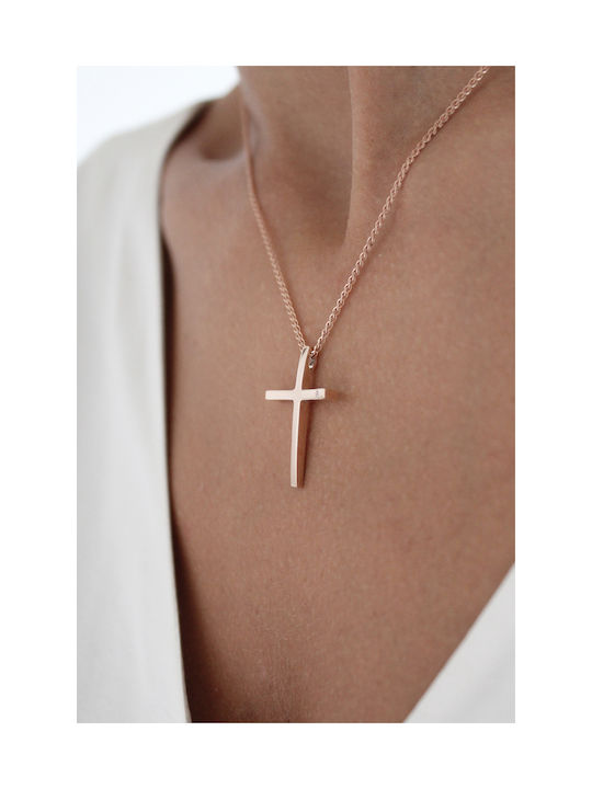 Kritsimis Women's Rose Gold Plated Cross with Chain