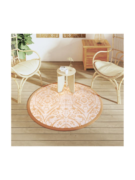 vidaXL Rug Outdoor Round Orange/white